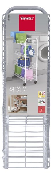 Fehér fém gurulós polcos állvány 23x84 cm – Metaltex