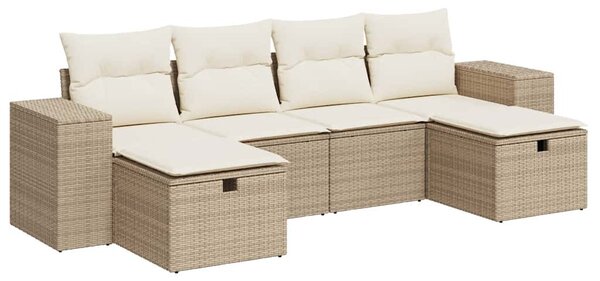 6 részes bézs polyrattan kerti ülőgarnitúra párnával