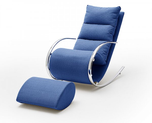 YORK Kék relax fotel - hintaszék lábtartóval
