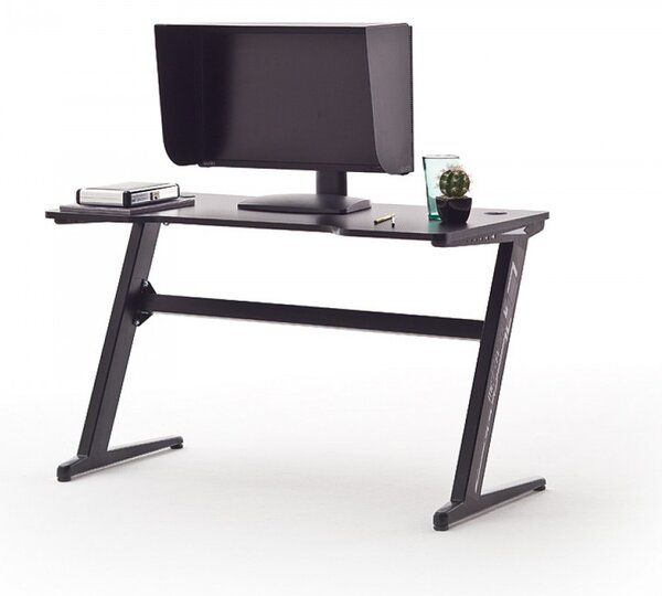 McRACING Basic 5 gamer íróasztal fekete karbon optika borítással és beépített LED világítással