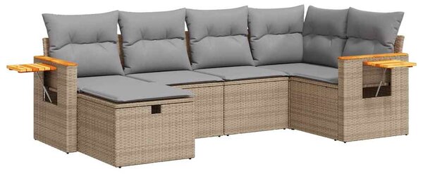6 részes bézs polyrattan kerti ülőgarnitúra párnával