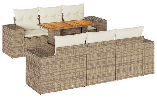 7 részes bézs polyrattan kerti ülőgarnitúra párnákkal