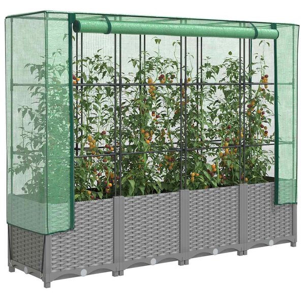 Rattan megjelenésű magaságyás melegháztakaróval 160x40x138 cm