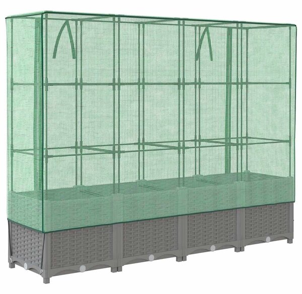 Rattan megjelenésű magaságyás melegháztakaróval 160x40x138 cm