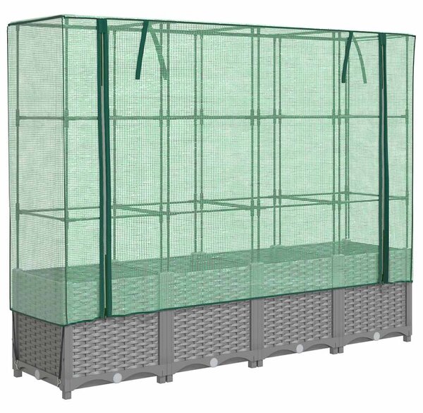 Rattan megjelenésű magaságyás melegháztakaróval 160x40x138 cm
