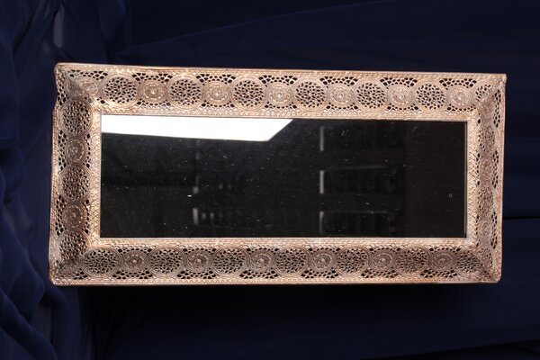 Szögletes tükör fém keretben, nikkel bevonattal (30x42x3cm) - modern stílusú