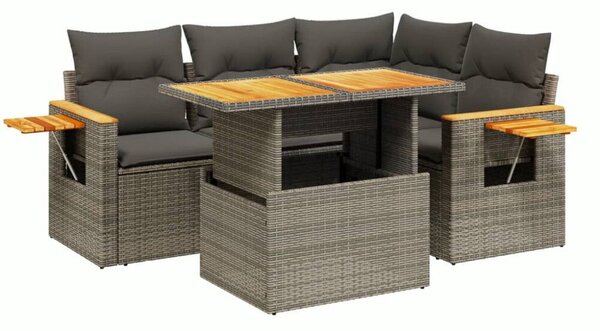 VidaXL Polyrattan Kerti Kanapé Szett - 5 részes - Fekete