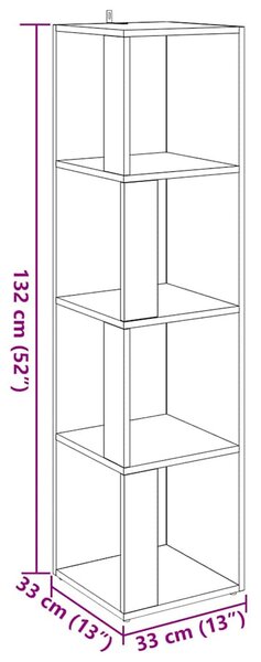 Antik fa színű szerelt fa sarokszekrény 33 x 33 x 132 cm