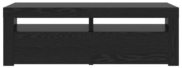 Fekete tölgy szerelt fa TV-szekrény LED-ekkel 120x35x40 cm