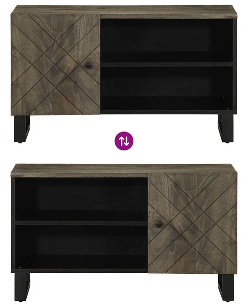 Fekete tömör mangófa TV-szekrény 80 x 33 x 46 cm