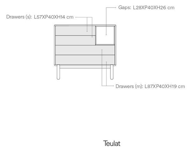 Sötétszürke alacsony komód 90x90 cm Corvo - Teulat