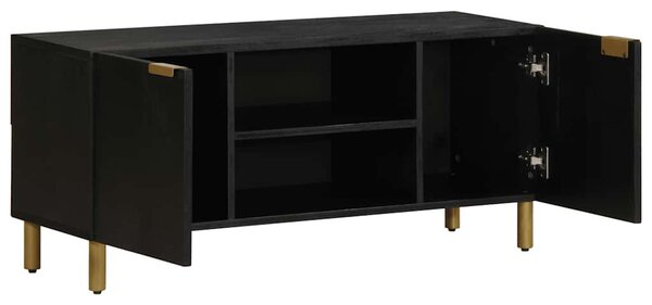 Fekete szerelt fa TV-szekrény 105 x 33 x 46 cm