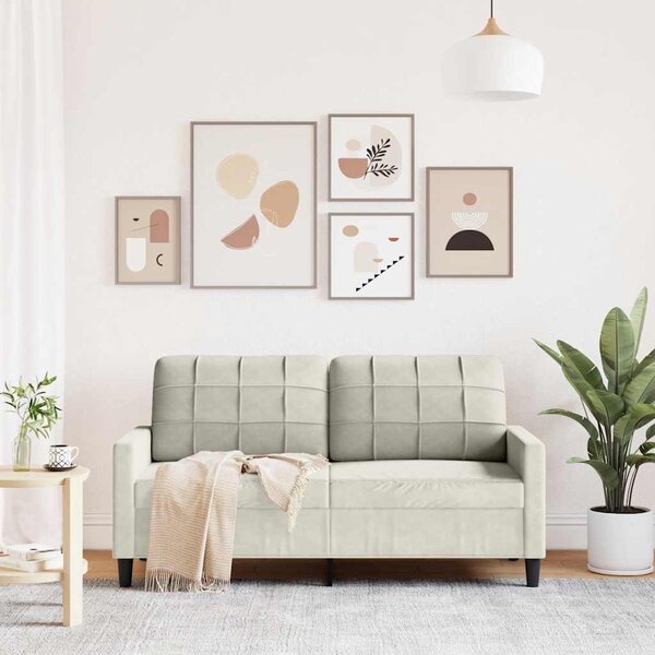 Kétszemélyes krémszínű bársony kanapé 140 cm