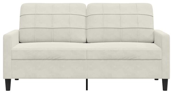 Kétszemélyes krémszínű bársony kanapé 140 cm