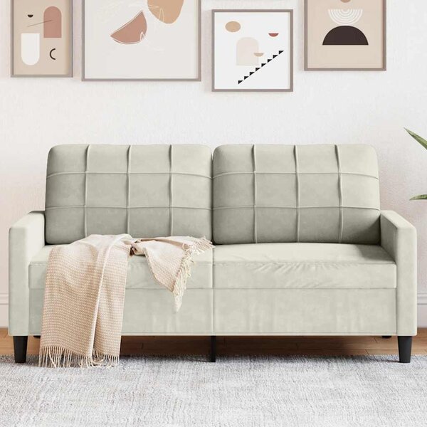 Kétszemélyes krémszínű bársony kanapé 140 cm