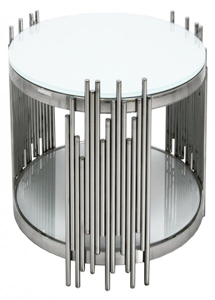Oktávia kerek dohányzóasztal fehér-ezüst 50x59 cm