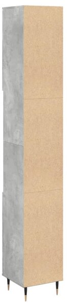 Betonszürke szerelt fa fürdőszobaszekrény 30 x 30 x 190 cm