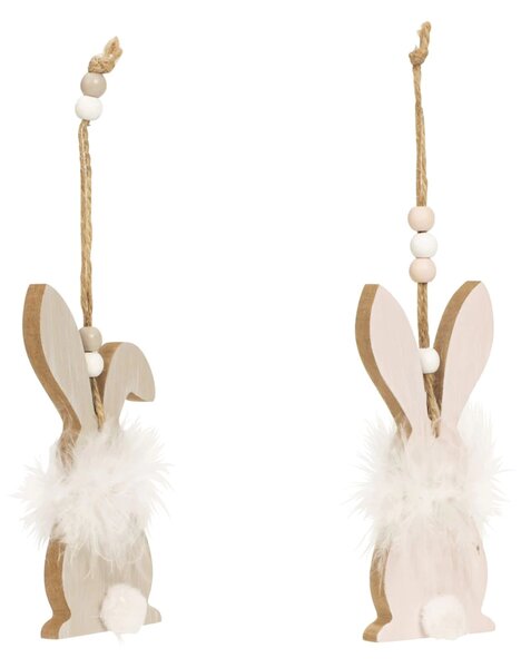 Lógatható fa nyuszi FLUFFY BUNNY 12 cm - több változat