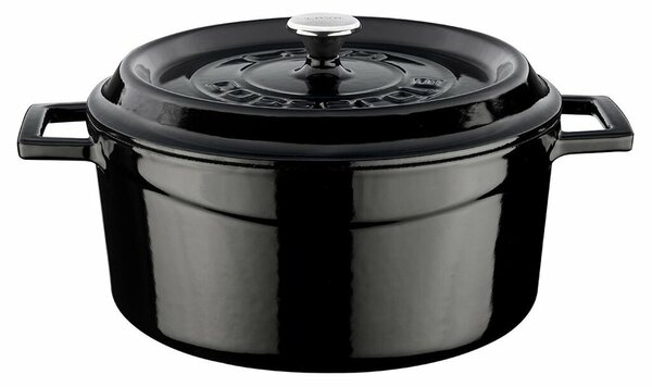 LAVA fém öntöttvas edény, átmérő 24 cm, fekete,4,5 l