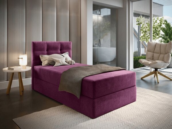 Kárpitozott boxspring ágy GLORIEN 80x200 cm bíbor Matrac: Bonell rugós matrac