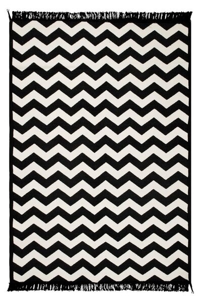 Ziga Zag fekete-fehér kétoldalas szőnyeg, 80 x 150 cm
