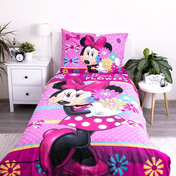 Jerry Fabrics Ágynemű Minnie mintával - Minnie - Bows and flowers | 140 x 200 cm / 70 x 90 cm