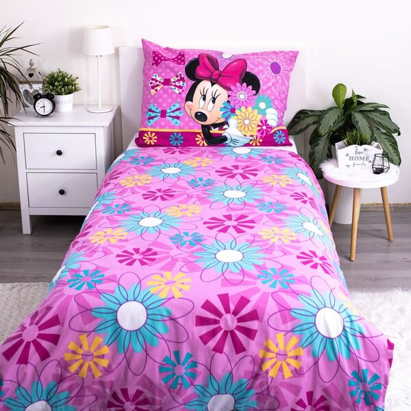Jerry Fabrics Ágynemű Minnie mintával - Minnie - Bows and flowers | 140 x 200 cm / 70 x 90 cm