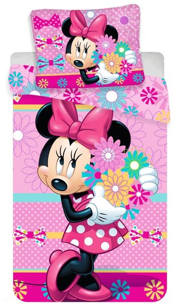 Jerry Fabrics Ágynemű Minnie mintával - Minnie - Bows and flowers | 140 x 200 cm / 70 x 90 cm