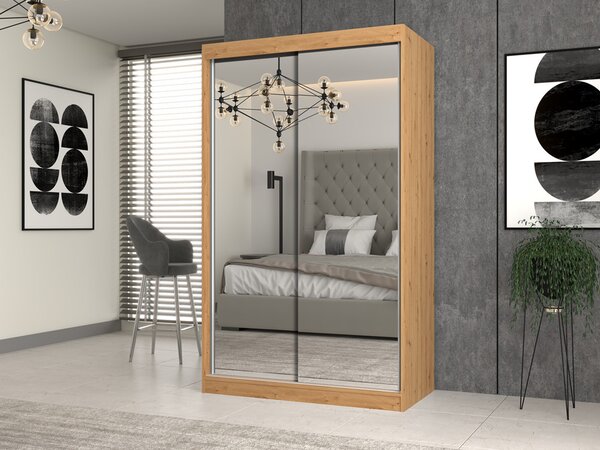 Aldabra IGA 120 A tolóajtós gardróbszekrény 120x61x200, 2 tükörrel, tölgy
