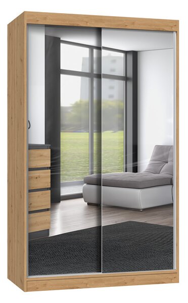 Aldabra IGA 120 A tolóajtós gardróbszekrény 120x61x200, 2 tükörrel, tölgy