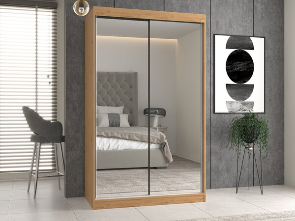 Aldabra IGA 120 A tolóajtós gardróbszekrény 120x61x200, 2 tükörrel, tölgy