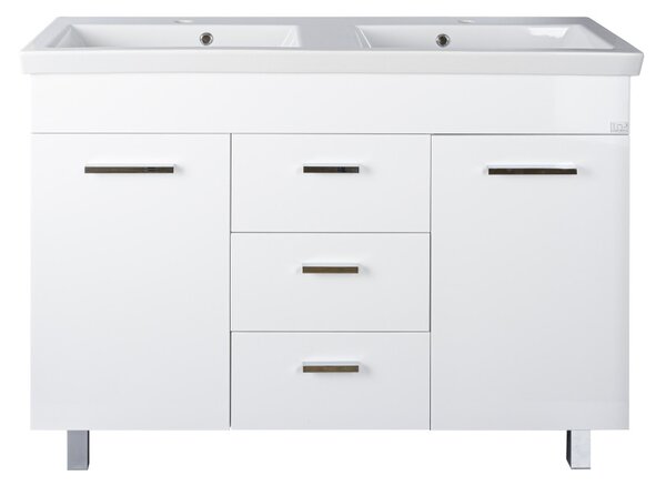 TMP FLAT 120 álló fürdőszobabútor - Sanovit ISIK 4120 DUPLA porcelán mosdóval - 120 x 44 cm