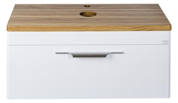 TMP MOON 90 cm fehér - natúr dió - fali fürdőszobabútor - mosdó nélkül - Top Counter mosdókhoz