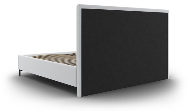 Világosszürke kárpitozott ágyneműtartós franciaágy ágyráccsal 180x200 cm Casey – Mazzini Beds