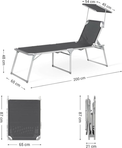 SONGMICS GCB26GY Napozóágy 65 x 200 x 48 cm