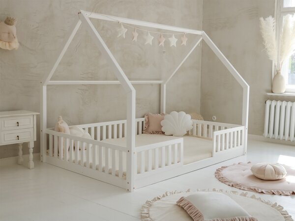 BIANCO Duo New leesésgátlós házikó ágy 140x200 - fehér