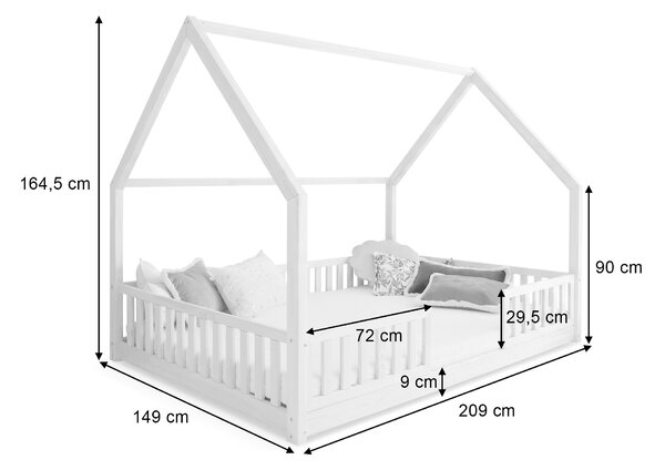 BIANCO Duo New leesésgátlós házikó ágy 140x200 - fehér
