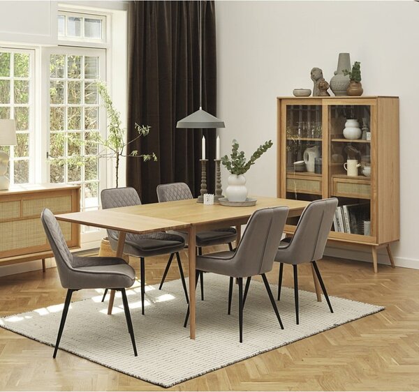 Natúr színű bővíthető étkezőasztal tölgyfa dekoros asztallappal 150x90 cm Barrali – Unique Furniture