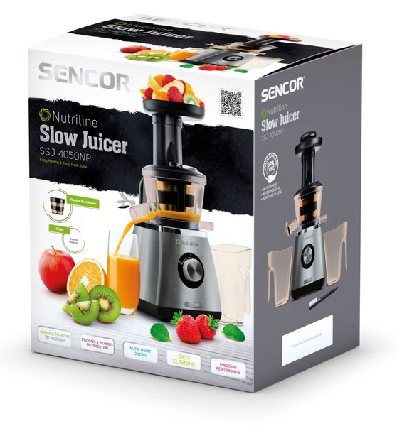 Sencor SSJ 4050NP Lassú gyümölcsprés 400 W - ezüst-fekete
