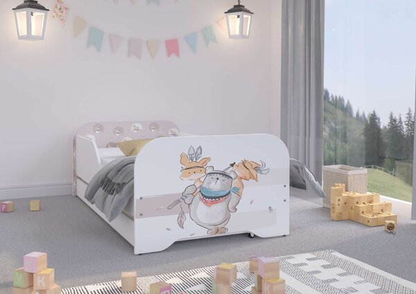 MIKI gyerekágy 140x70cm matraccal és ágyneműtartóval - maci