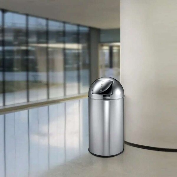 VEPA BINS Nyomófedeles szemetes, 40 l, fém, "Pushcan", VEPA BINS, rozsdamentes acél
