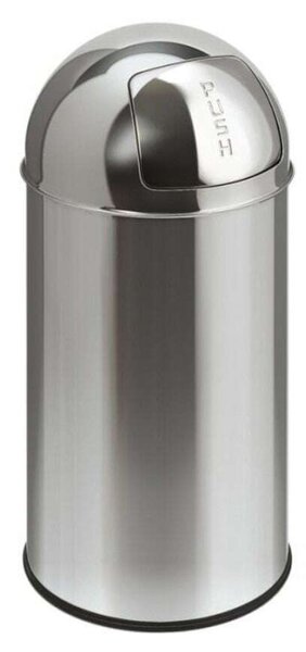 VEPA BINS Nyomófedeles szemetes, 40 l, fém, "Pushcan", VEPA BINS, rozsdamentes acél