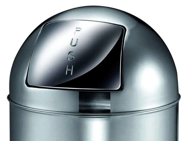 VEPA BINS Nyomófedeles szemetes, 40 l, fém, "Pushcan", VEPA BINS, rozsdamentes acél