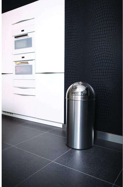 VEPA BINS Nyomófedeles szemetes, 40 l, fém, "Pushcan", VEPA BINS, rozsdamentes acél