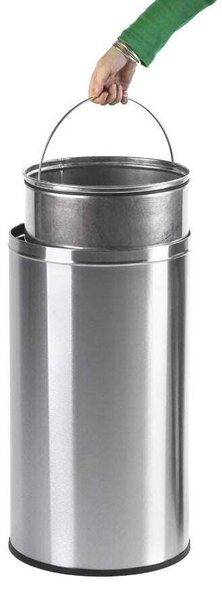 VEPA BINS Nyomófedeles szemetes, 40 l, fém, "Pushcan", VEPA BINS, rozsdamentes acél