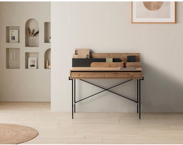 Tölgyfa szekreter típusú íróasztal 60x113 cm Lila – Marckeric
