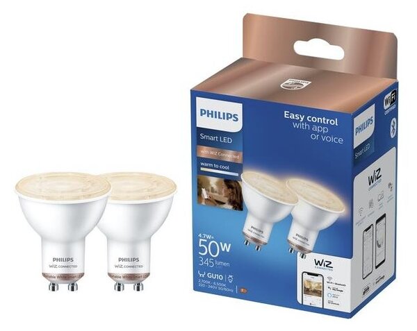 Philips KÉSZLET 2x LED Izzó Philips SMART PAR16 GU10/4,7W/230V 2700-6500K Wi-Fi CRI 90 P4787