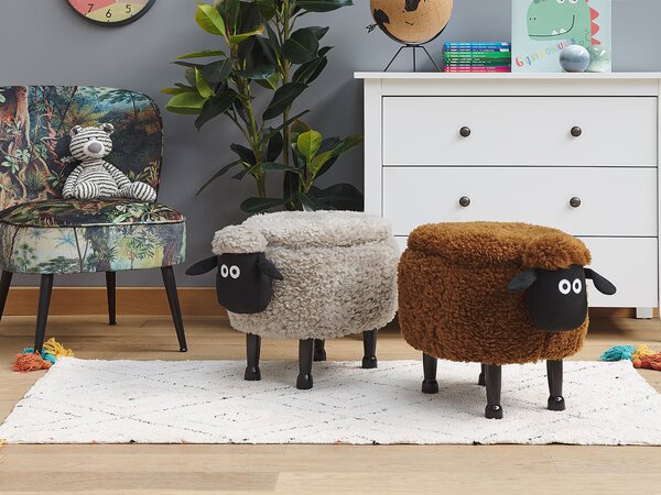 Állatos puff tárolóval SHEEP Szürke Bárány