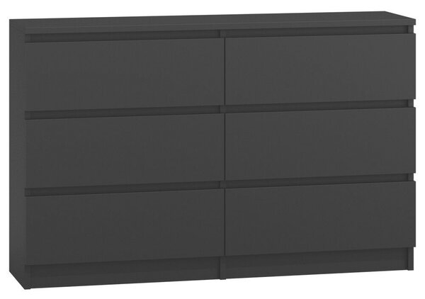 Baltrum M6 Komód - 6 Fiók - Fekete - 138x40x77 cm