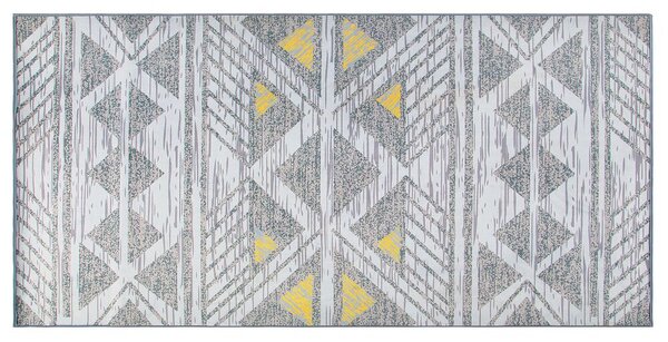 Elegáns Szürke Sárga Geometrikus Mintás Szőnyeg 80 x 150 cm KARGI